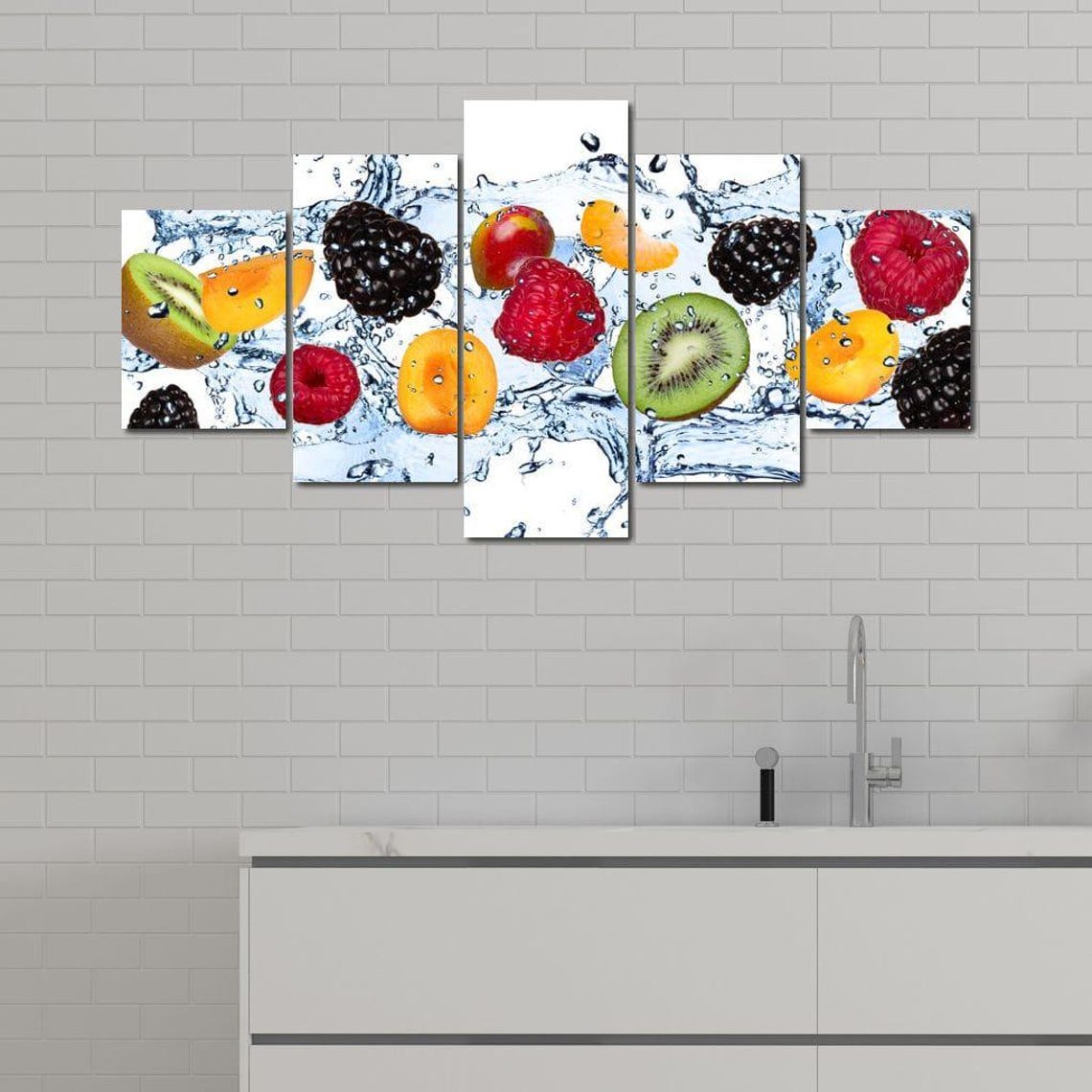 Fresh Fruit Splash Multi Panel Kitchen Citrus Berry Juicy Wall Art - Image 4
