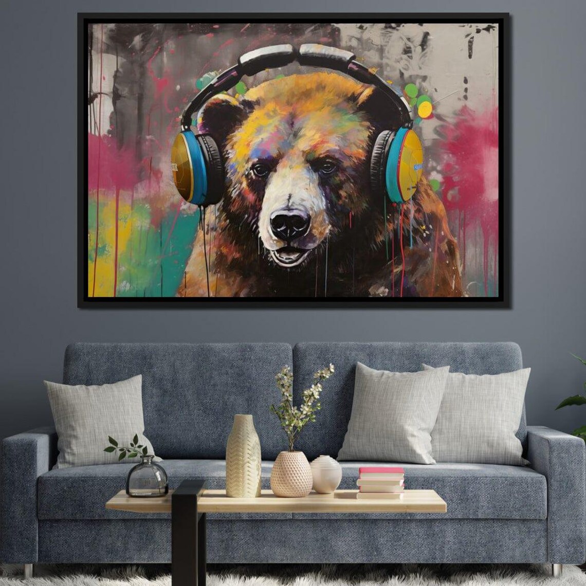 Colorful Bear Wearing Headphones Graffiti Pop Art Animal Wall Art Poster - Image 3
