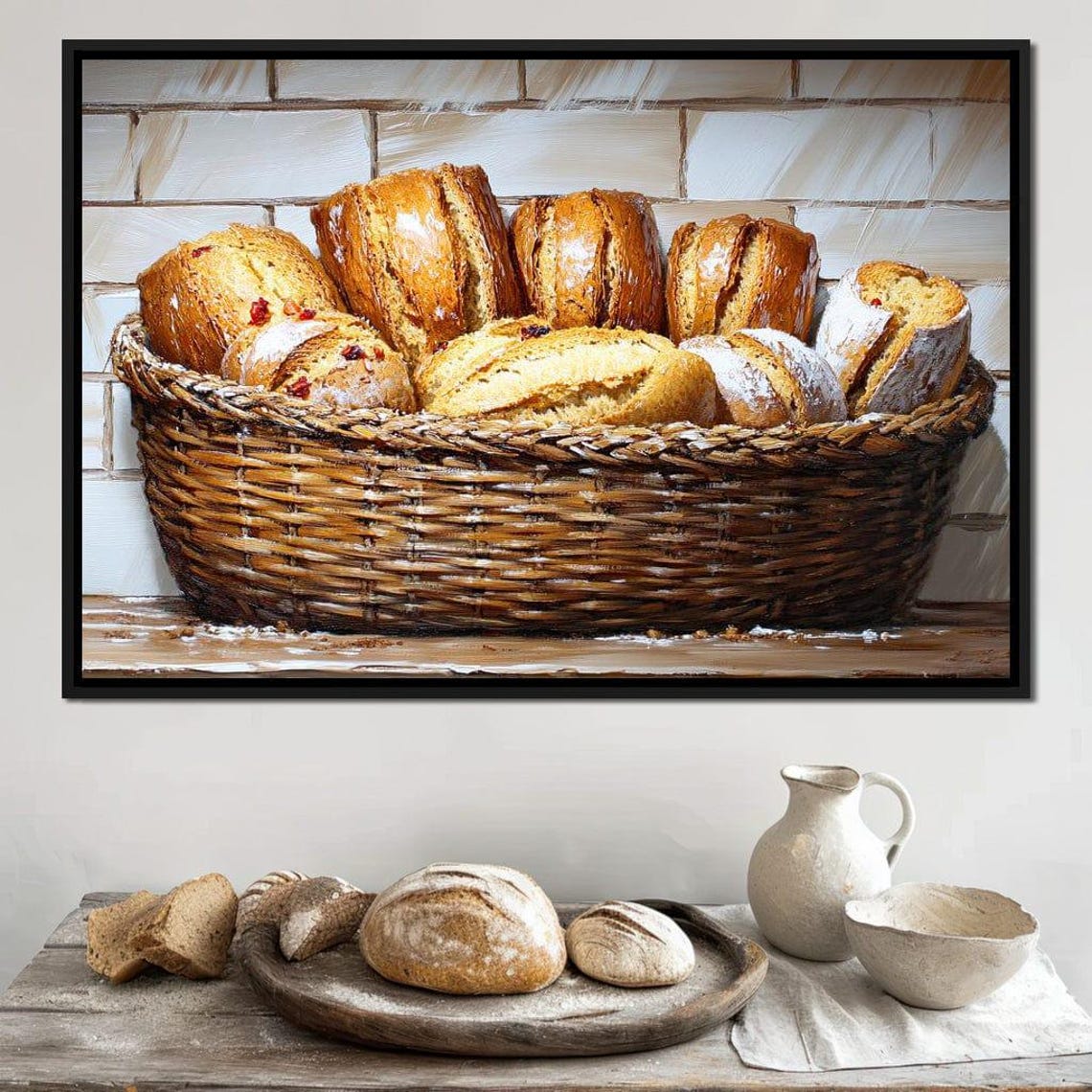 Artisan Bread Basket Rustic Bakery Still Life Kitchen Wall Art - Image 3