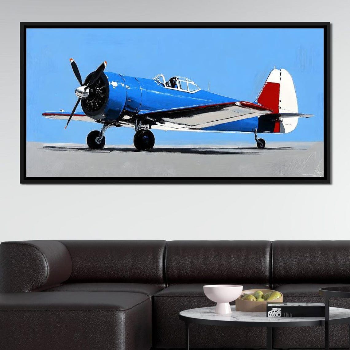 Aviation Elegance Soaring Skies Vintage Plane Art Blue Sky Decor Flight Enthusiast Gift Home Decor By Nichecanvas - Image 2