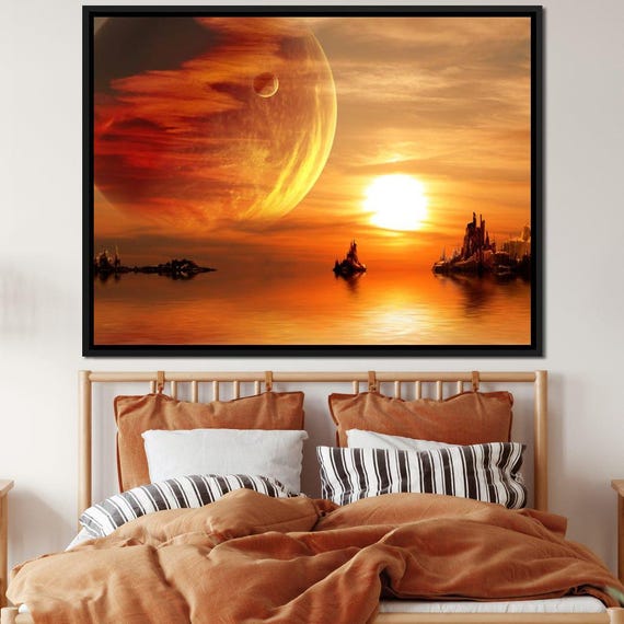 Otherworldly Scenery Surreal Landscape Futuristic Design Cosmic Sunset Vibrant Colors Planetary Scene By Nichecanvas