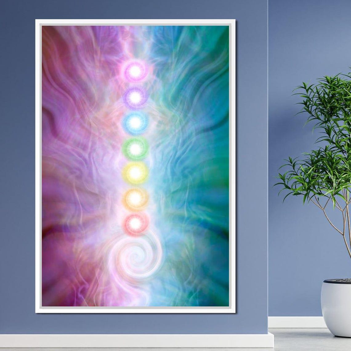 Seven Chakra Energy Centers Glowing Spiritual Meditation Art Poster
