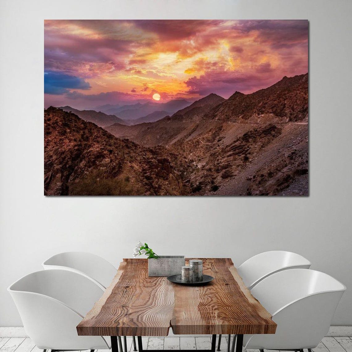 Desert Mountains Scenic Print Mountain Sunset Warm Colors Art Rustic Wall Decor Home Decor Landscape By Nichecanvas - Image 3