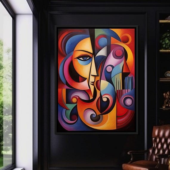 Cubic Color Craze Bold Geometric Painting Modern Abstract Home Decor Vibrant Artistic Wall Art Poster By Nichecanvas