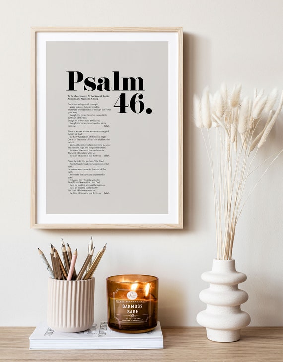 Psalm 46 Bible Verse Wall Art Minimalist Decor Christian Modern Scripture Poster Bold Typography Baptism Baby Shower Birthday Gift Idea