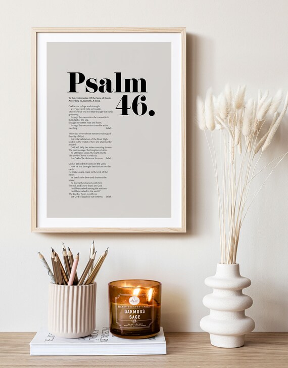 Psalm 46 Full Chapter Bold Typography Bible Verse Poster Home Decor