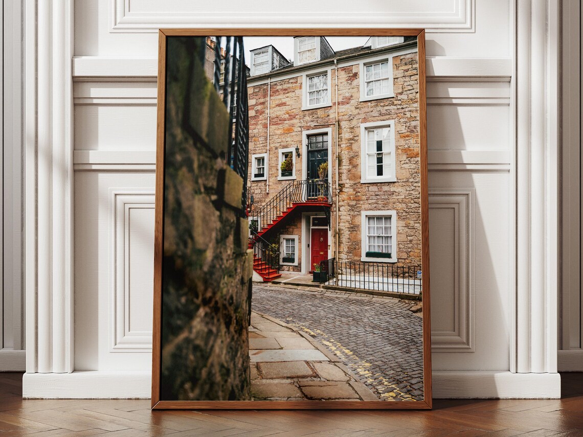 Edinburgh Ramsay Garden Stone Tenement Red Door Photo Poster