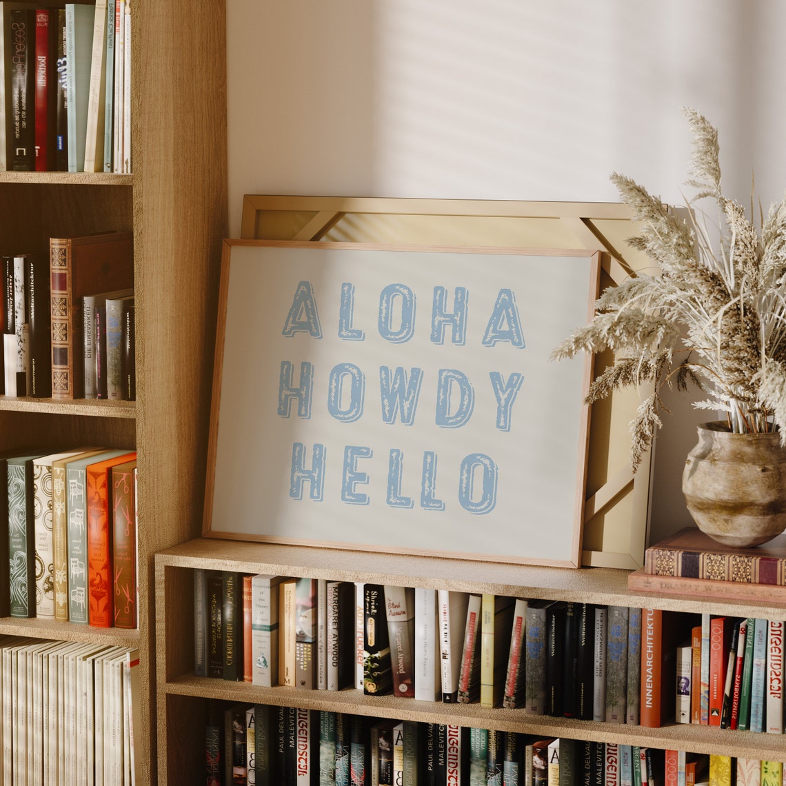 Aloha Howdy Hello Distressed Blue Typography Coastal Beach Poster - Image 2