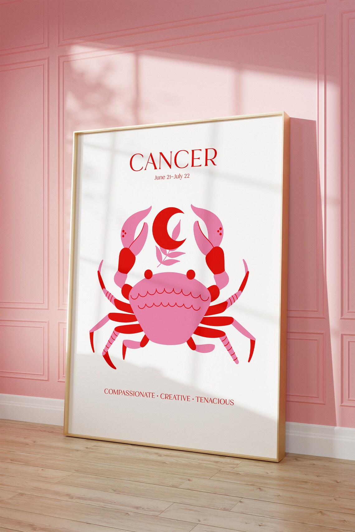 Cancer Zodiac Sign Red Crab June July Moon Child Astrology Gift Poster