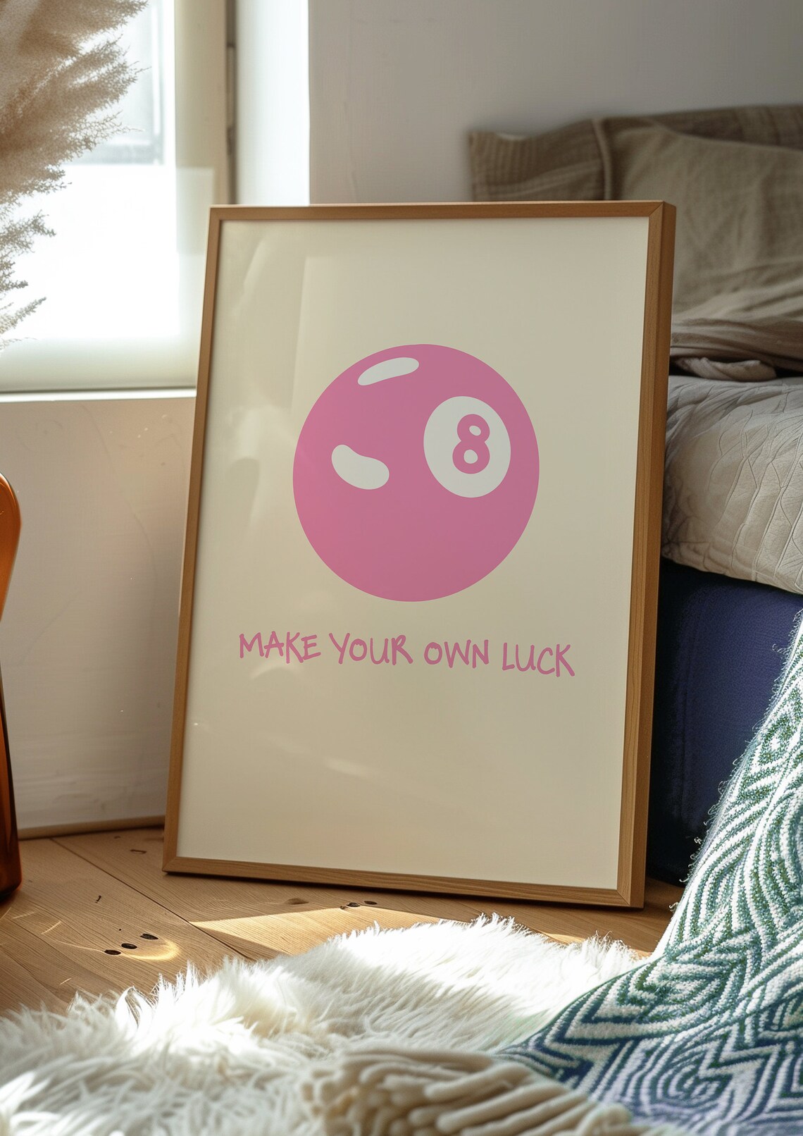 Vintage Luck 8 Ball Poster, Trendy Pool Ball Art Print - Image 2