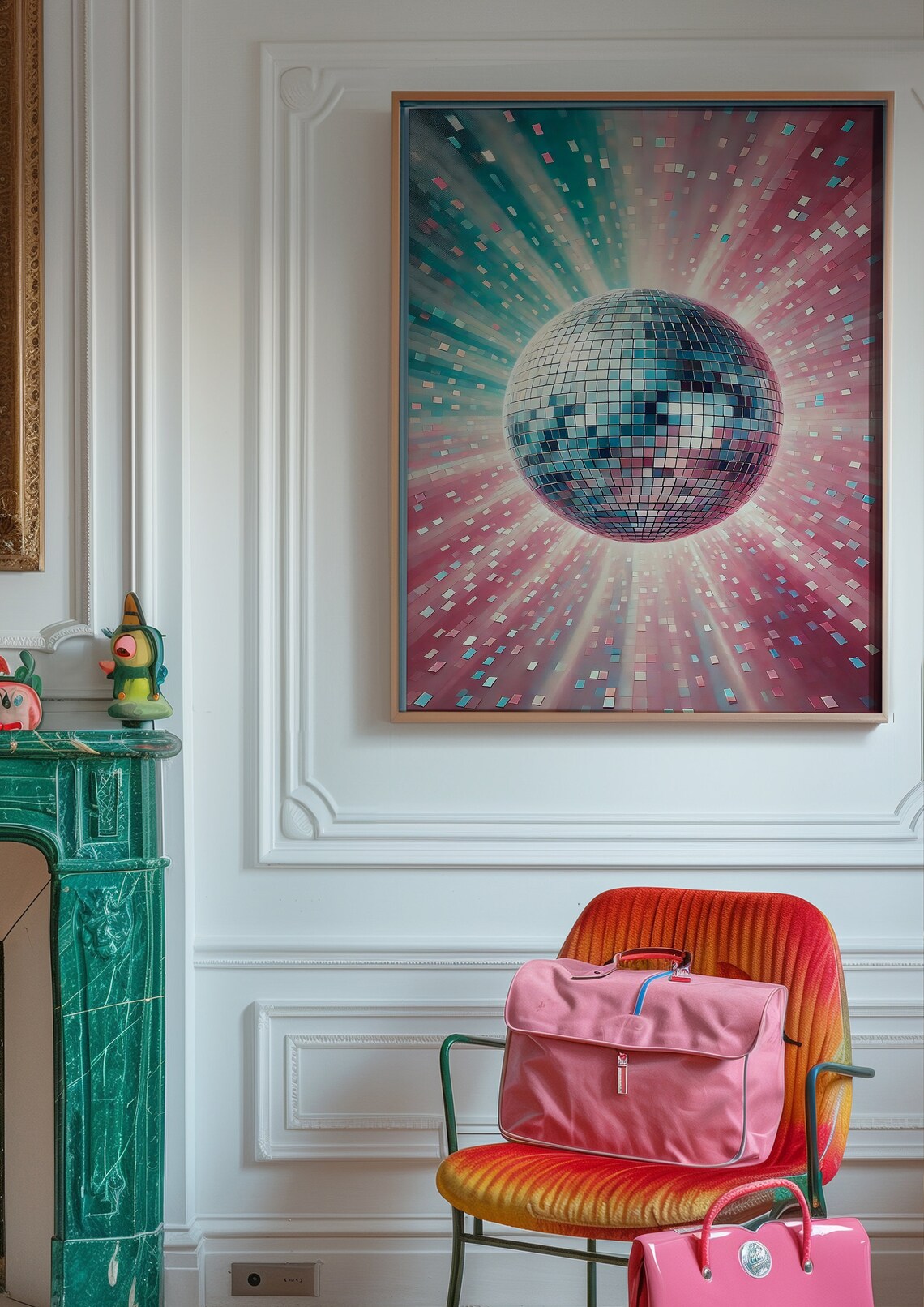 Pink Disco Ball Retro 70s Party Funky Maximalist Decor Wall Art - Image 4