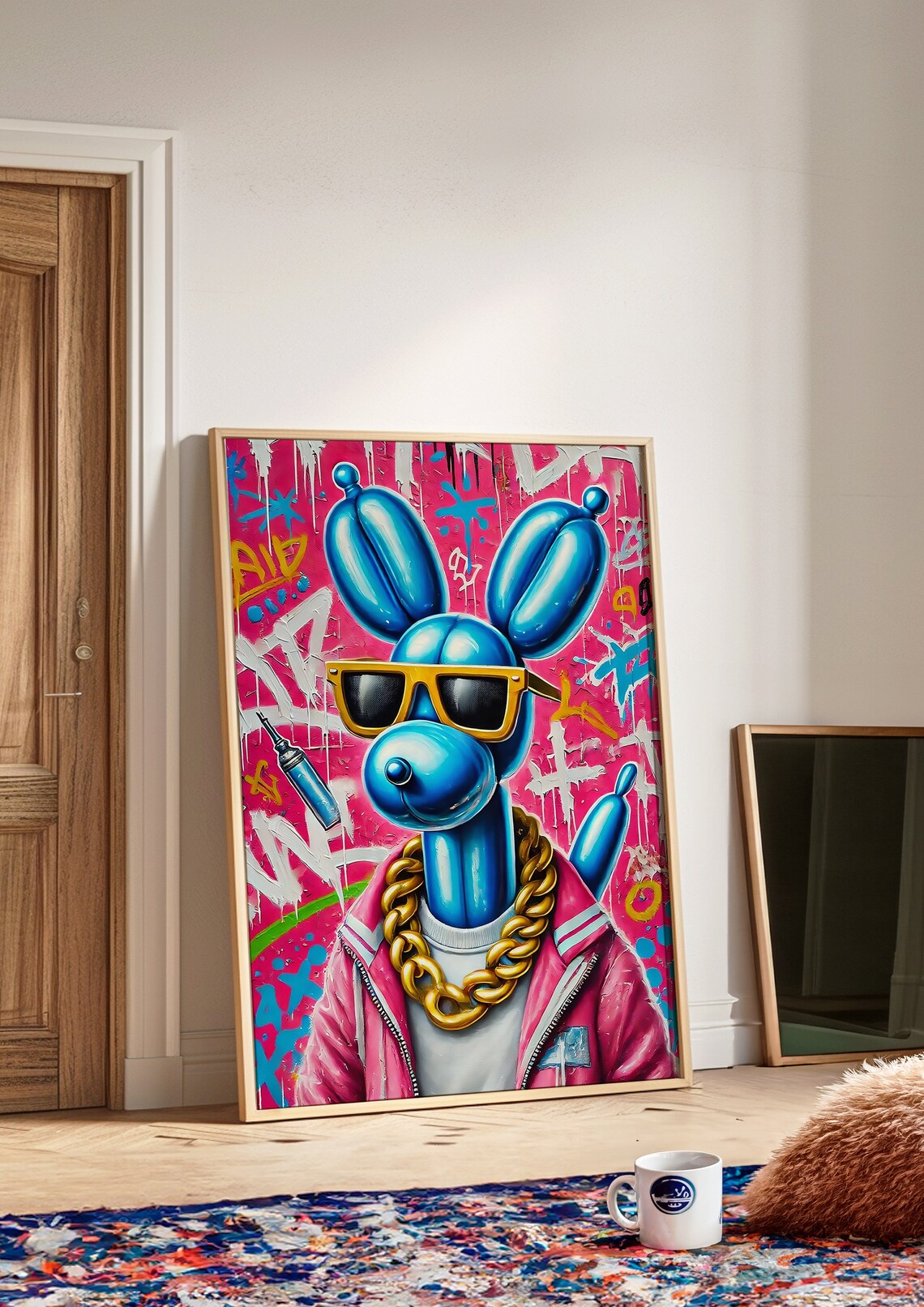 Balloon Dog Trendy Pink Dog Lovers Art Print - Image 3