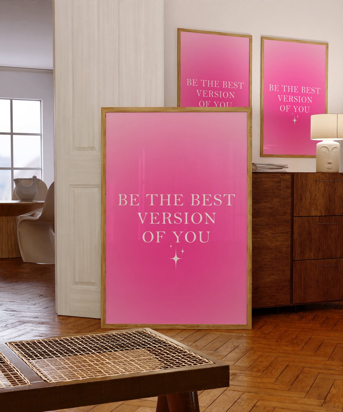 Be The Best Version Of You Bold Hot Pink Sparkle Serif Quote Poster - Image 4