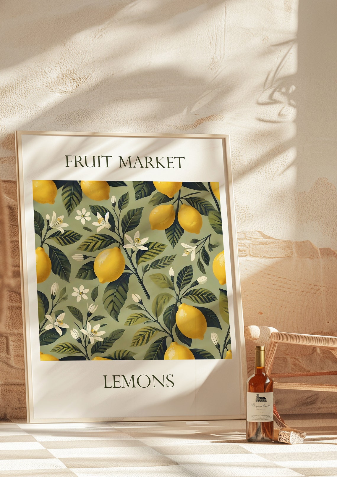 Fruit Market Lemons Botanical Illustration Trendy Kitchen Wall Poster - Image 3
