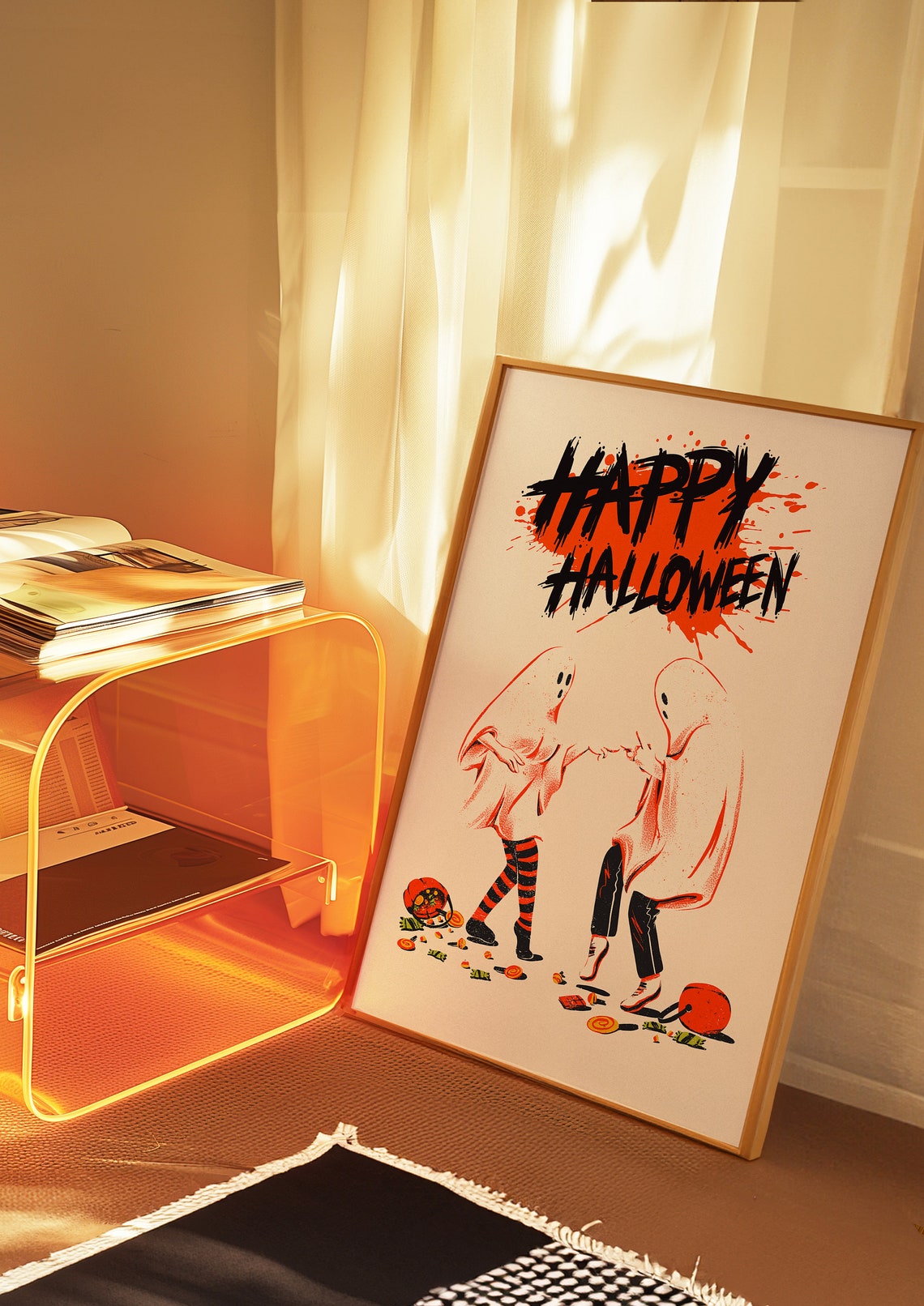 Happy Halloween Ghost Friends Spooky Season Candy Art Poster - Image 4