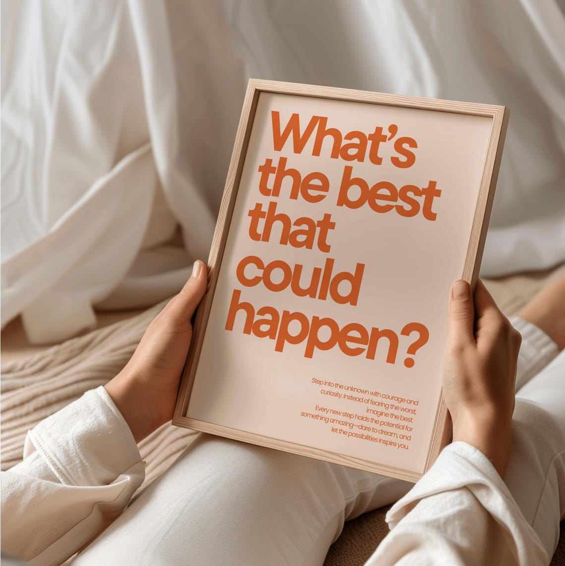 Whats The Best That Could Happen Print Motivation Poster Growth Orange Motivational - Image 3