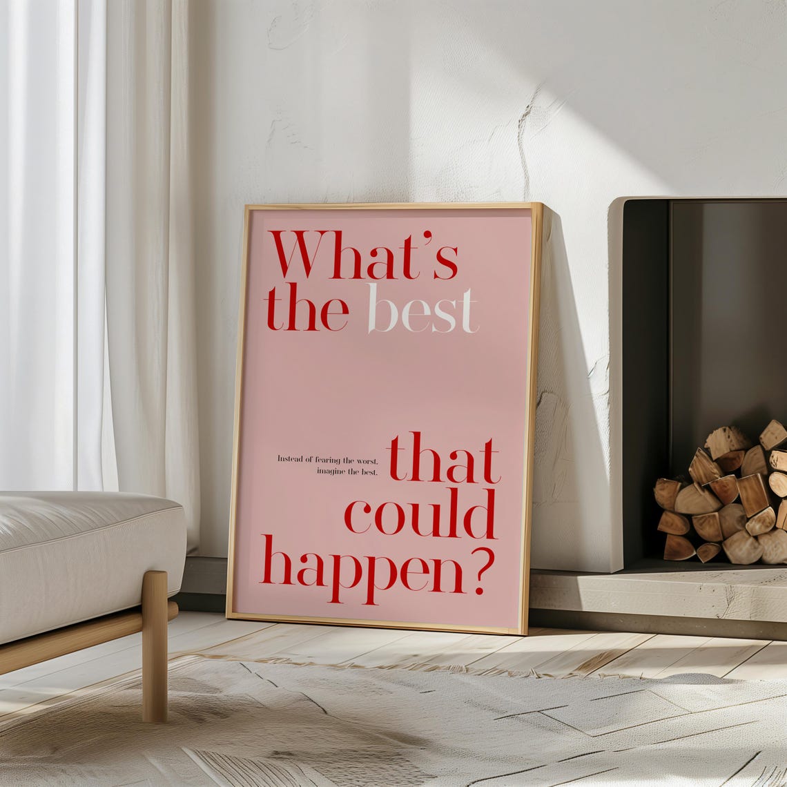 Whats The Best That Could Happen Positive Quote Red Pink Poster - Image 2
