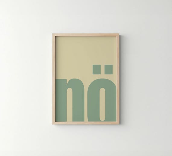 German N Typography Art Print, Sage Beige