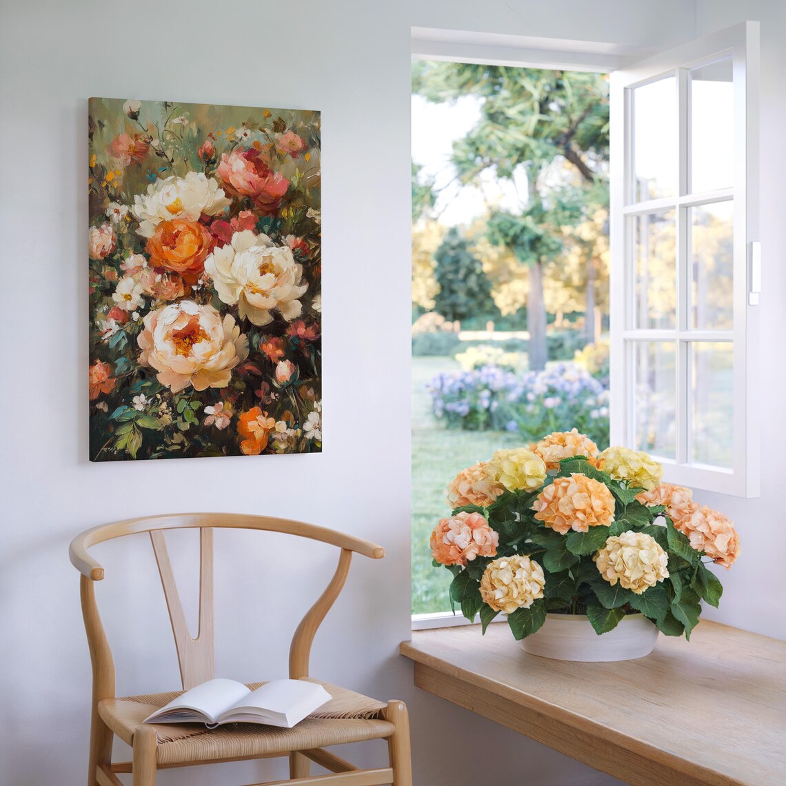 Vibrant Peony Bloom Colorful Floral Textured Oil Painting Poster - Image 6