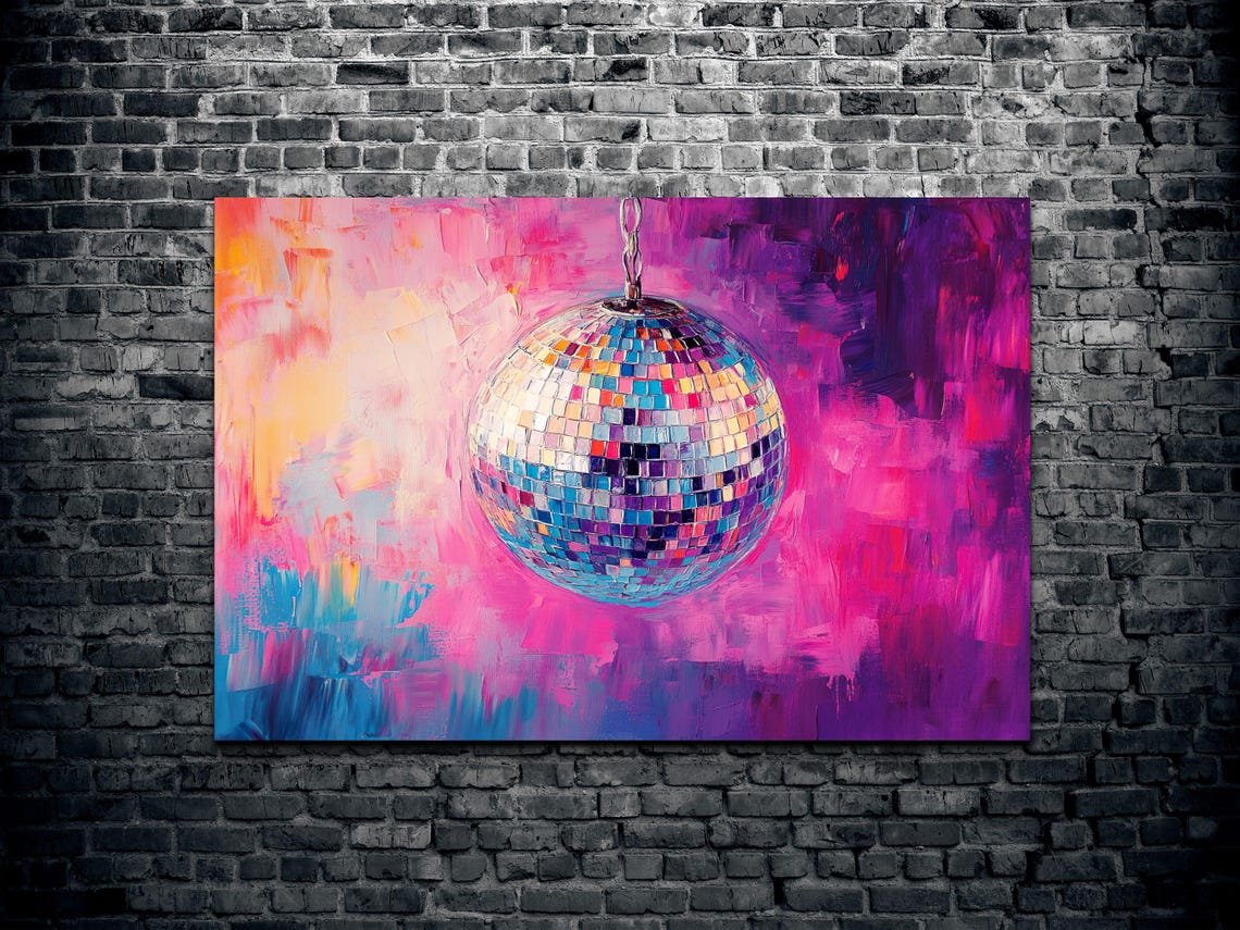 Disco Ball Color Explosion Ready To Hang Wall Art Print Heart Art Cute Decor Wall Art Home Decor Groovy Art Prints - Image 2