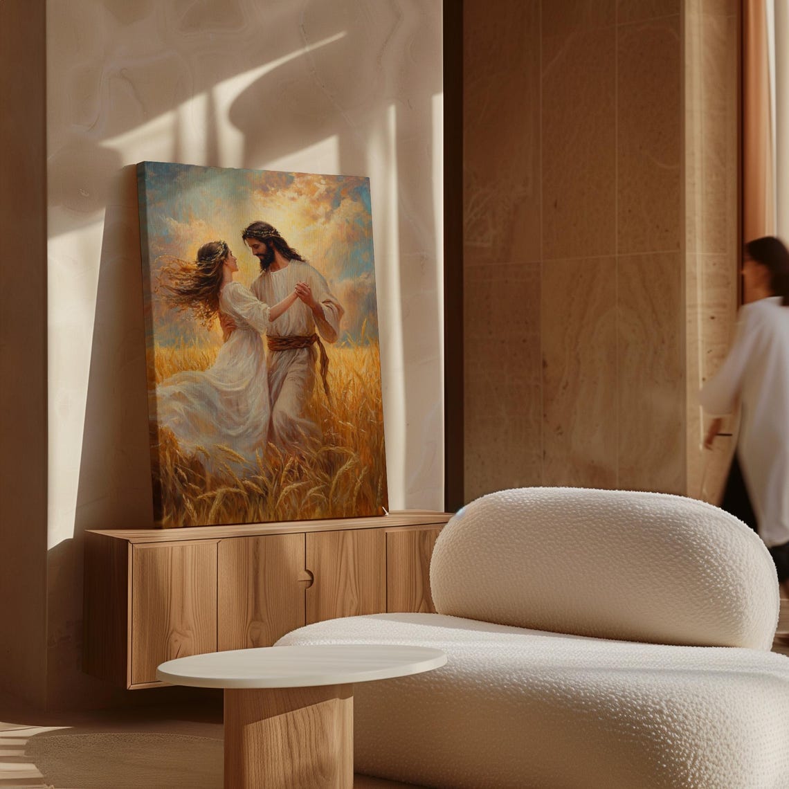 Jesus Dancing Joyfully With a Woman in a Sunlit Wheat Field Poster - Image 7