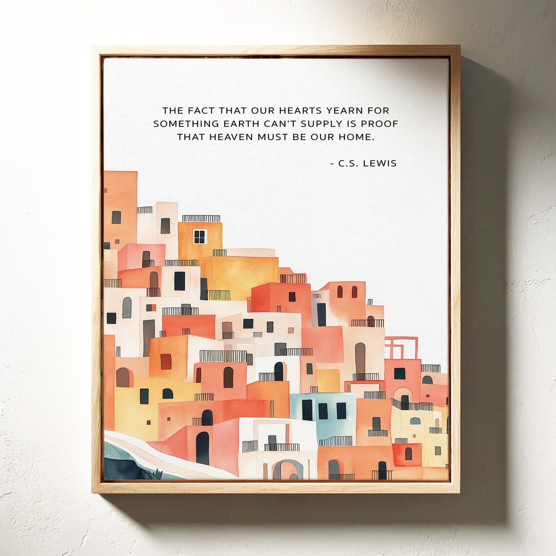 C.S. Lewis Quote On Heaven, Watercolor Village - Image 3