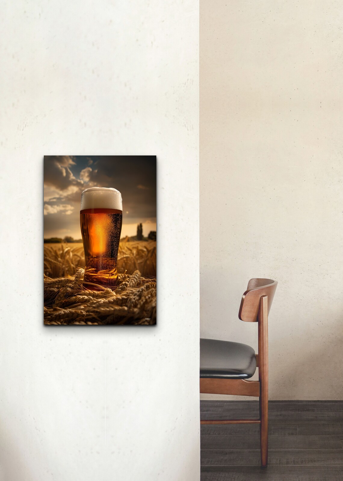 Tall Frosty Beer Glass Standing in a Golden Wheat Field Wall Art - Image 3
