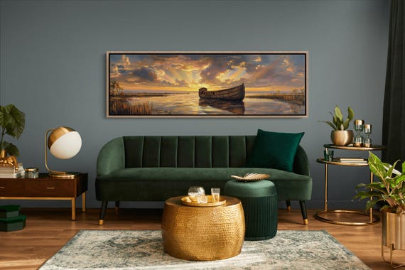 Noahs Ark Print Biblical Wall Art Christian Home Decor Sunset Faith Artwork Religious Boat Painting Scripture Inspired Gift