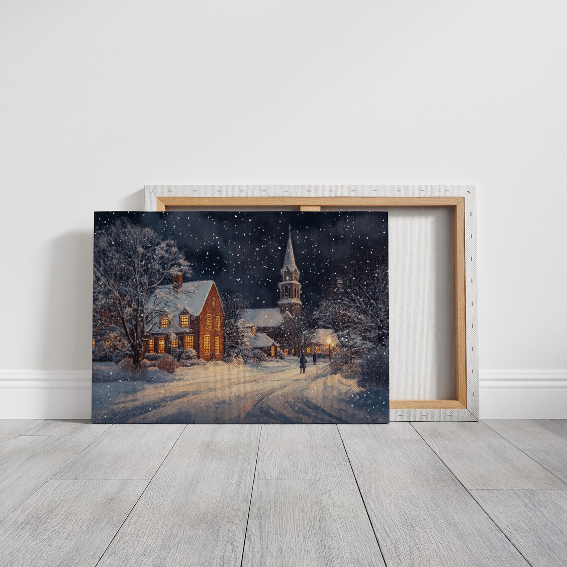 Cozy Winter Village Scene Art Print, Christmas Town - Image 3