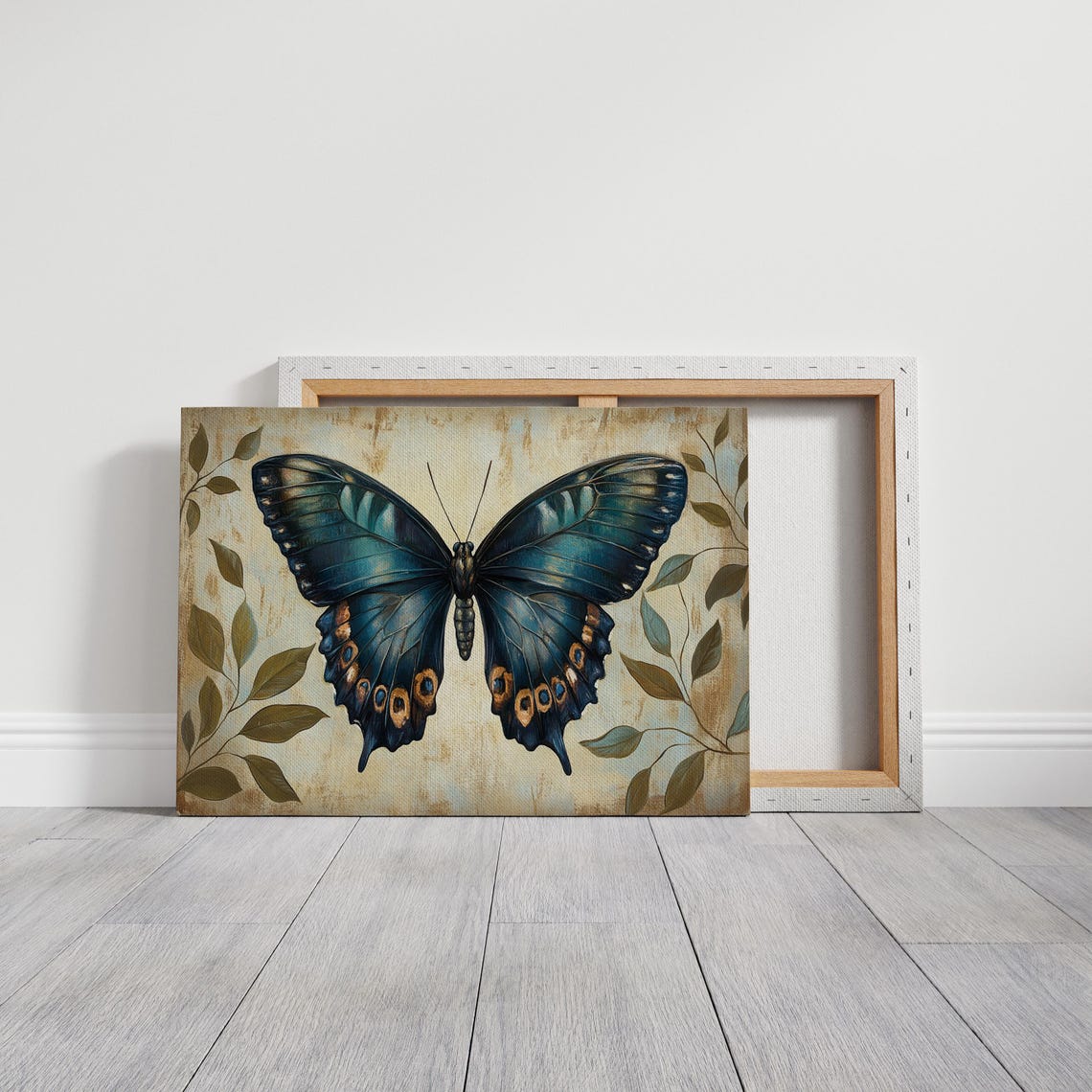 Navy Blue Butterfly Vintage Naturalist Style Illustration Poster - Image 3