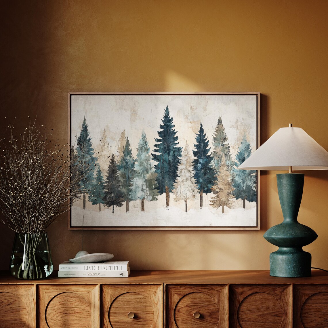 Rustic Primitive Christmas Trees Art Print - Image 3