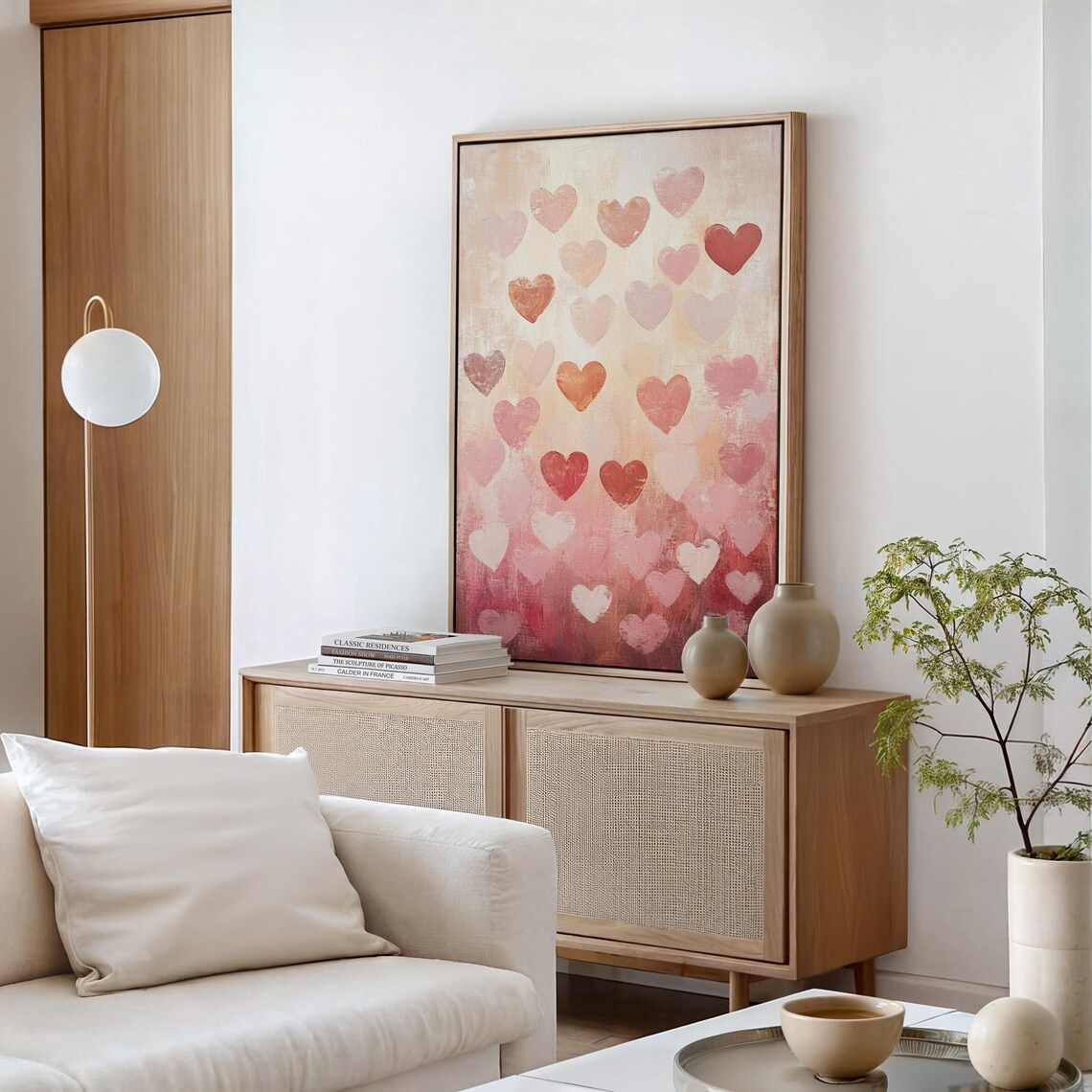 Blush Pink Hearts Ombre Painting Romantic Love Abstract Decor Poster - Image 7