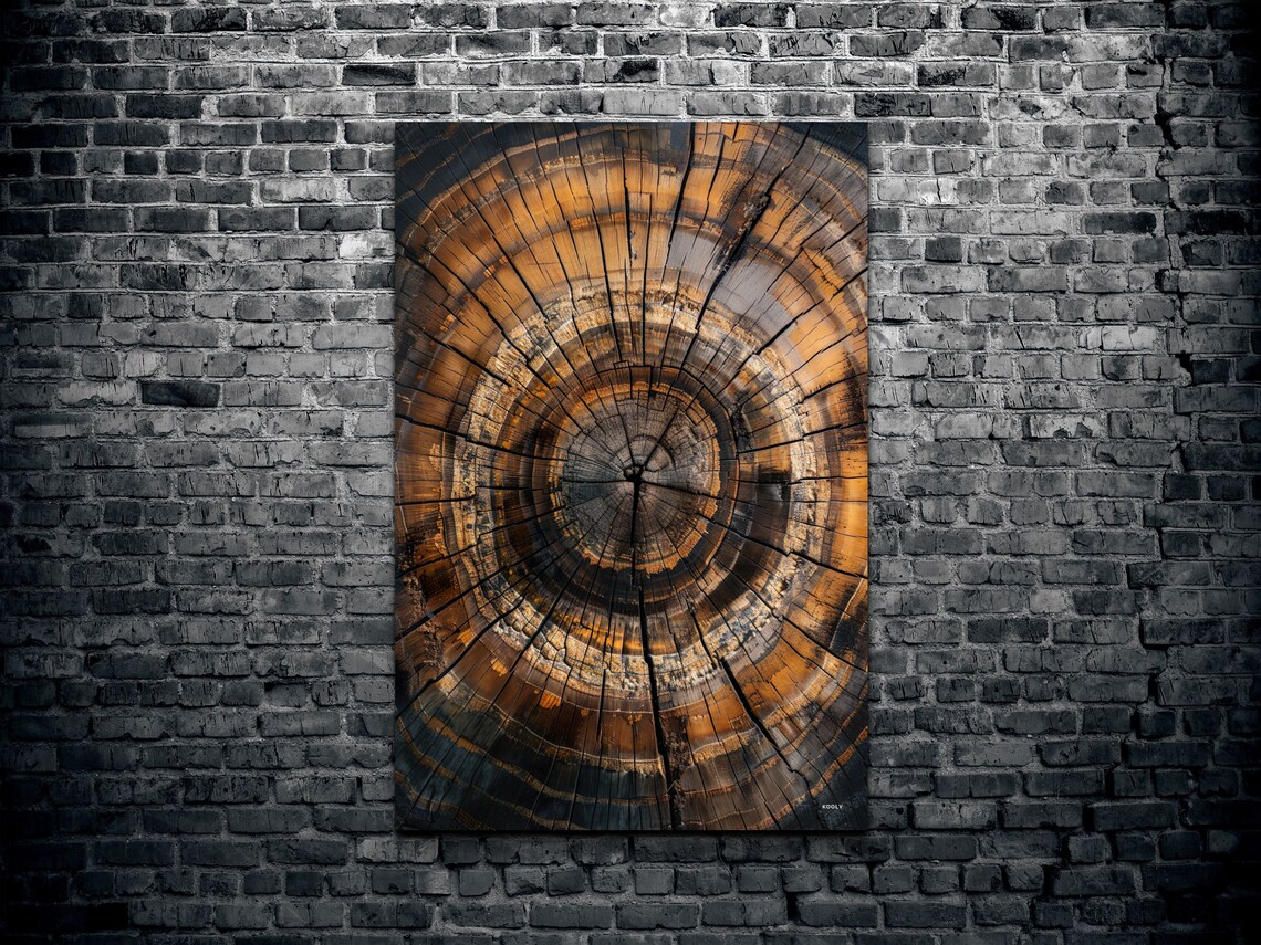 Nordic Amber Tree Rings Cross Section Rustic Wood Slice Poster - Image 2