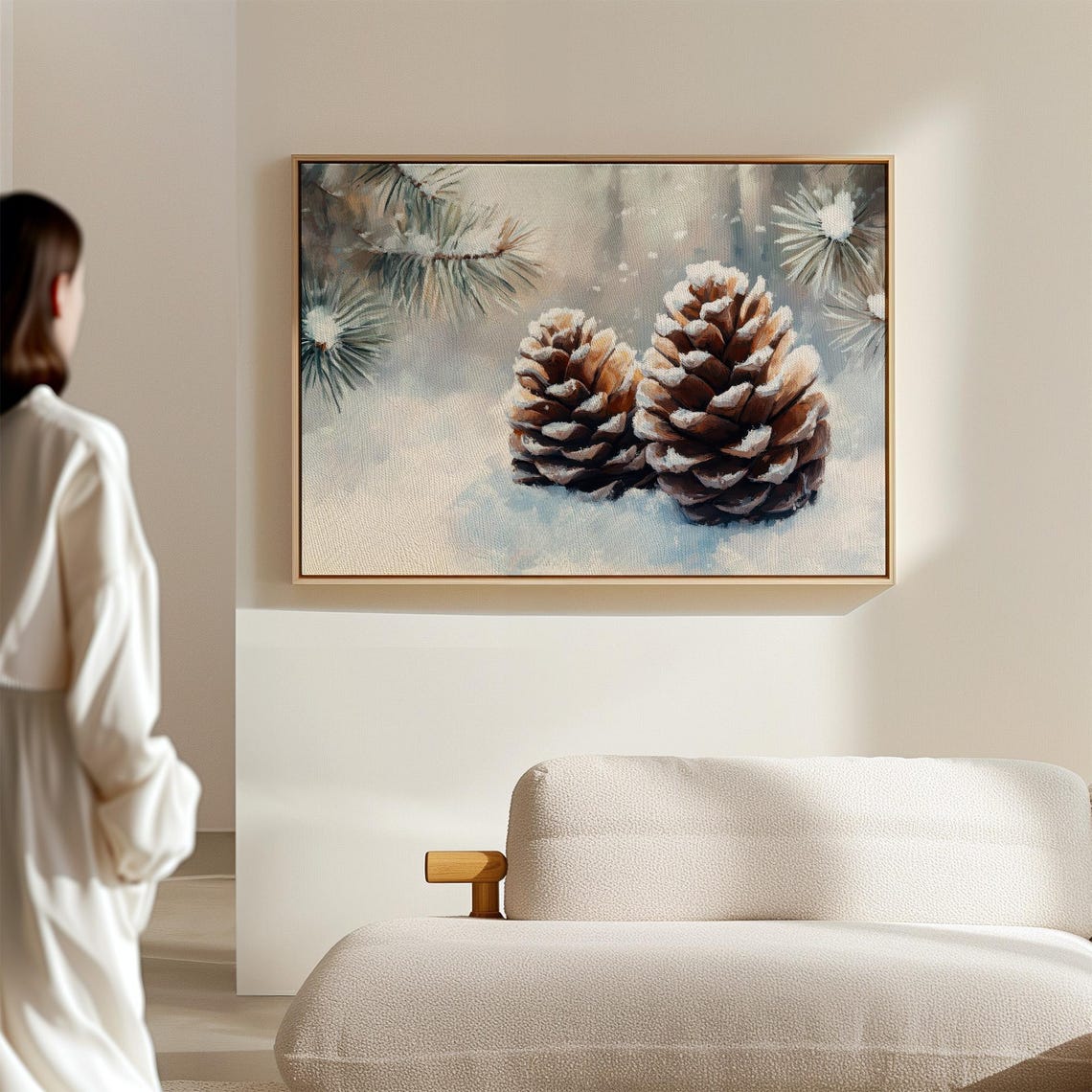 Snow Dusted Pine Cone Watercolor Winter Holiday Decor Wall Poster - Image 6