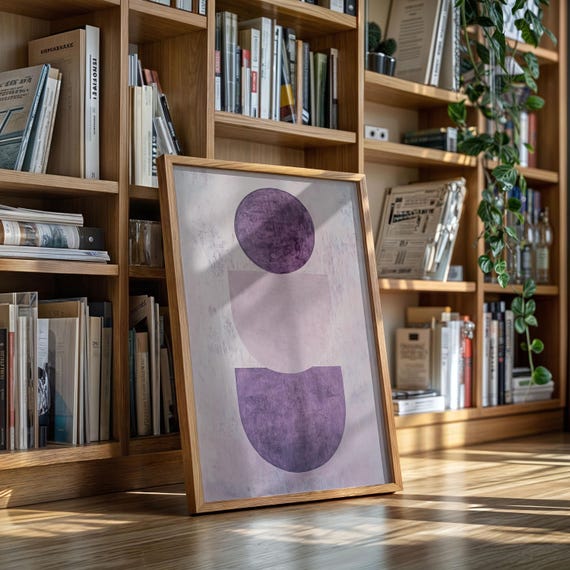 Minimalist Abstract Canvas Art Purple Geometric Shapes Modern Wall Decor