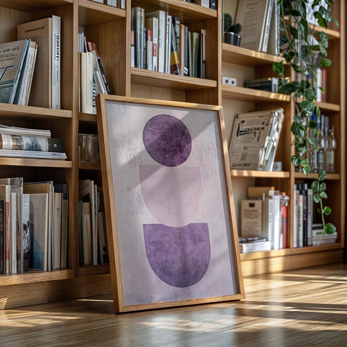 Minimalist Abstract Canvas Art Purple Geometric Shapes Modern Wall Decor