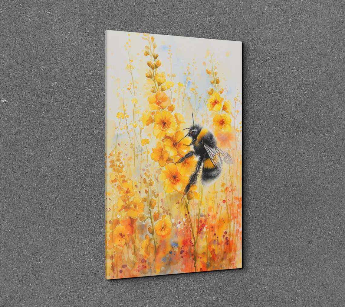 Watercolor Bumble Bee Art Print, Insect Wall Decor - Image 3