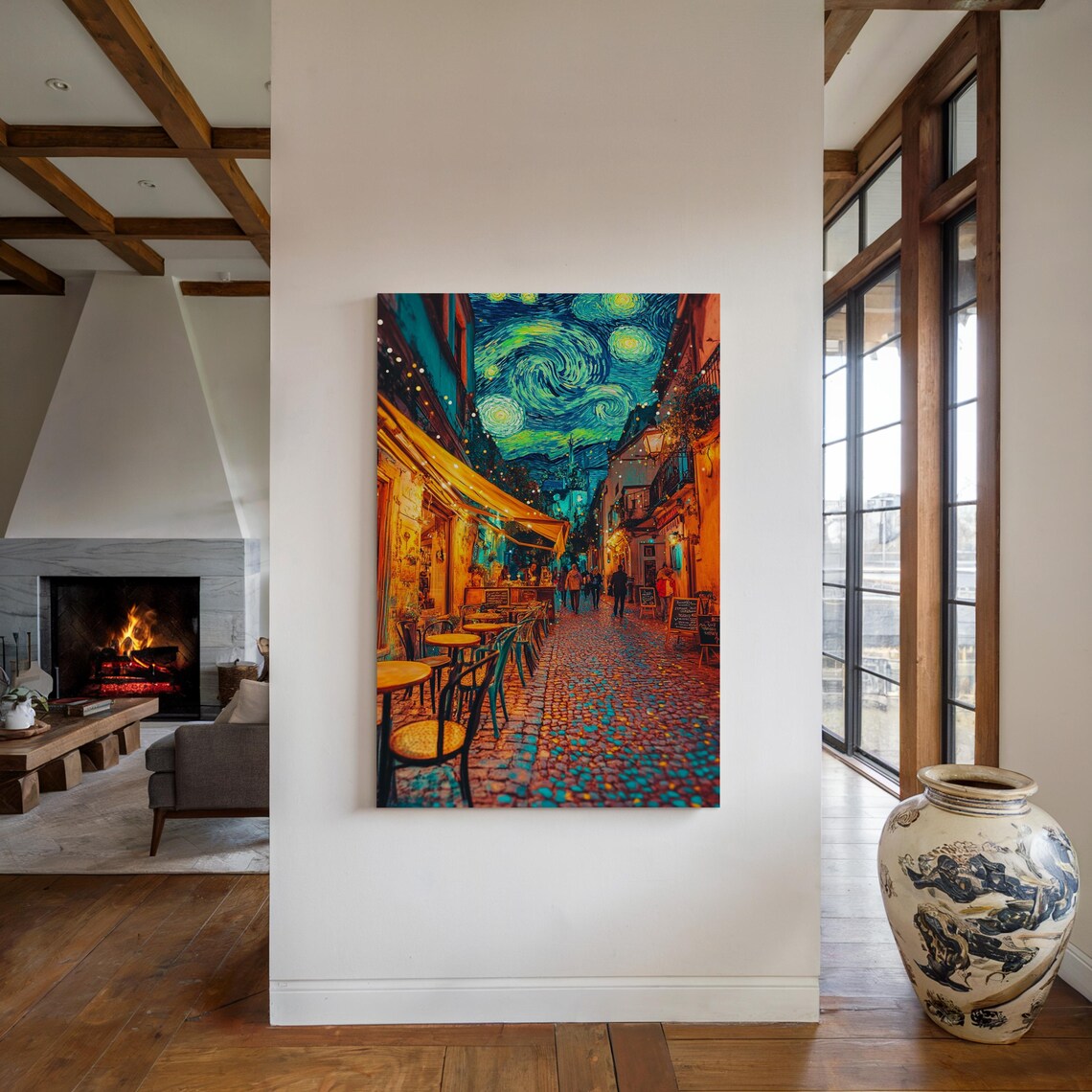 Starry Night Cafe Scene, Urban Street Art Print - Image 4