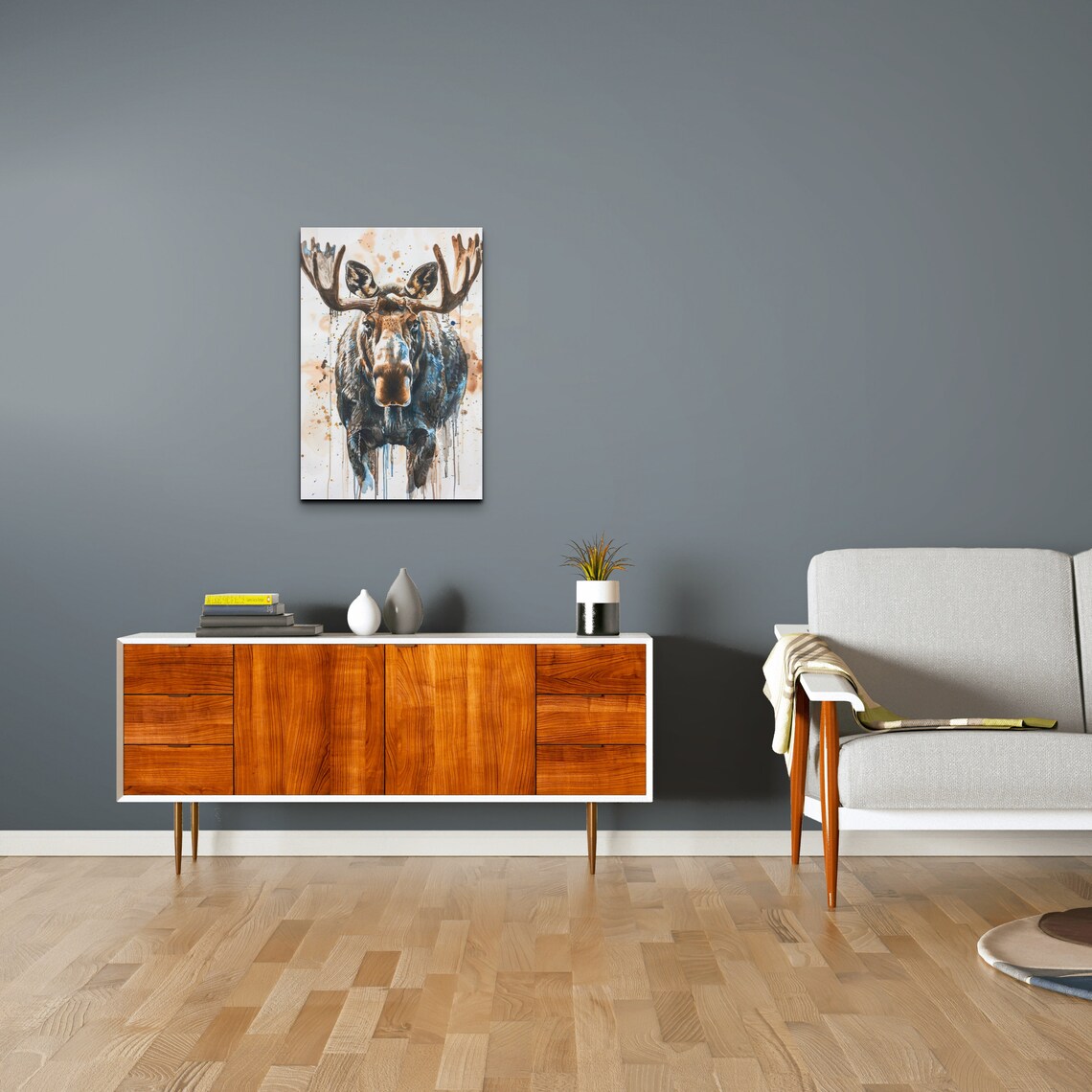 Watercolor Moose, Portrait Wall Art Print - Image 5