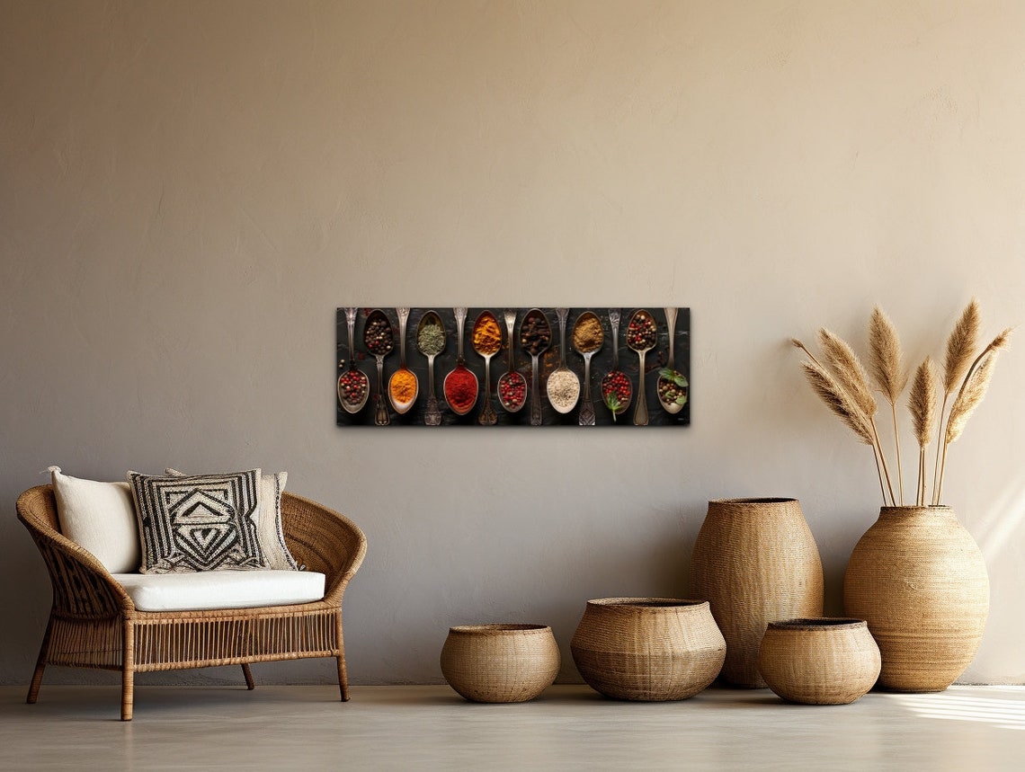 Assorted Spices on Vintage Spoons Rustic Dark Kitchen Poster - Image 7