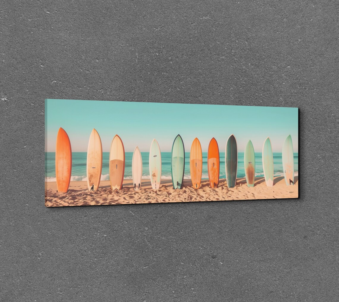 Pastel Surfboard Lineup Retro Style Art Print - Image 2