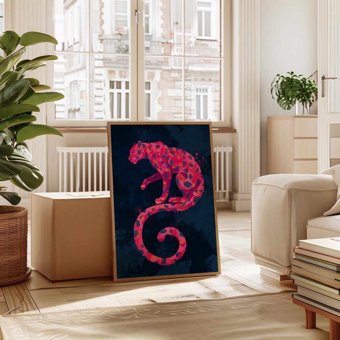 Vibrant Pink Leopard Abstract Art Print