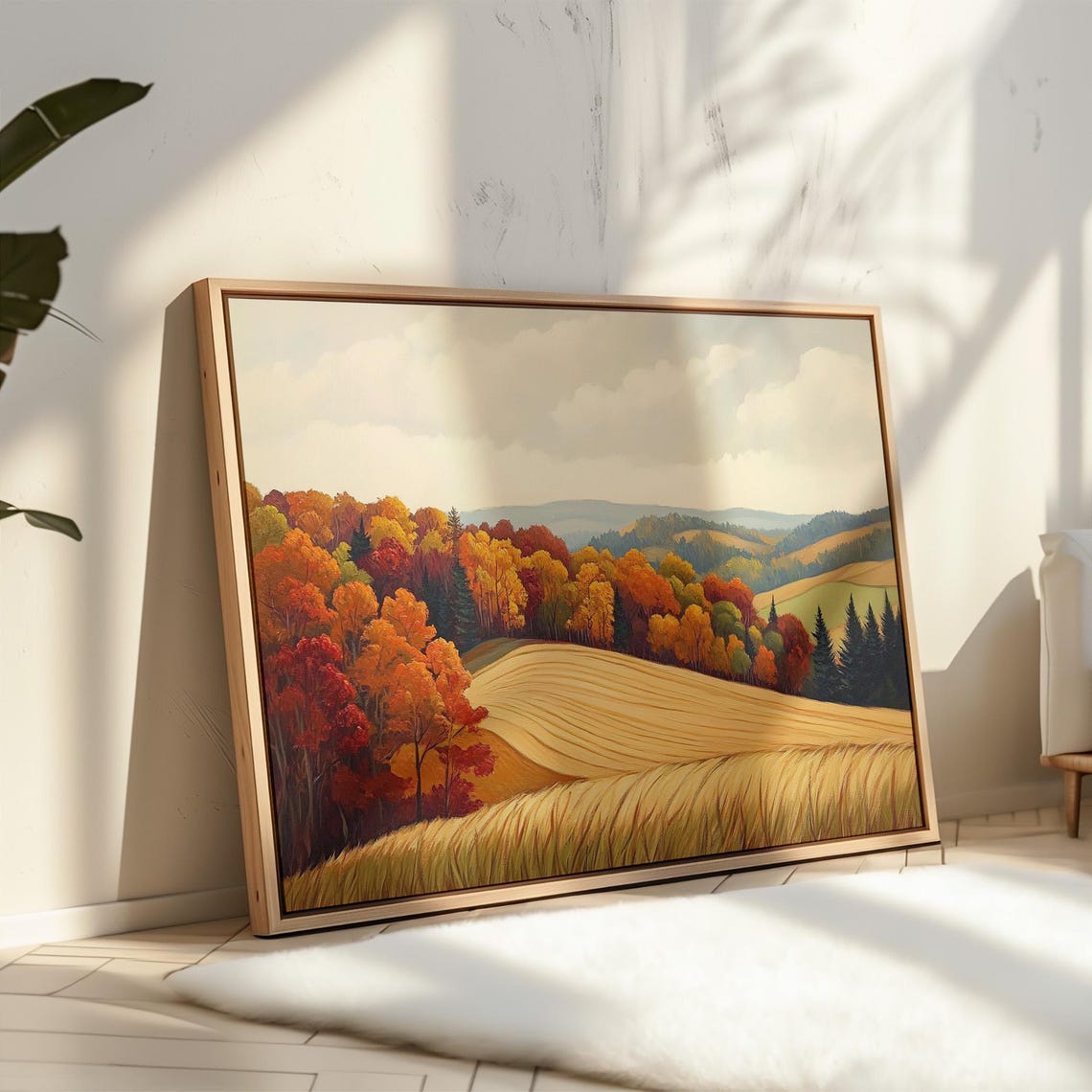 Fall Foliage Autumn Hills Golden Wheat Field Country Scene Poster