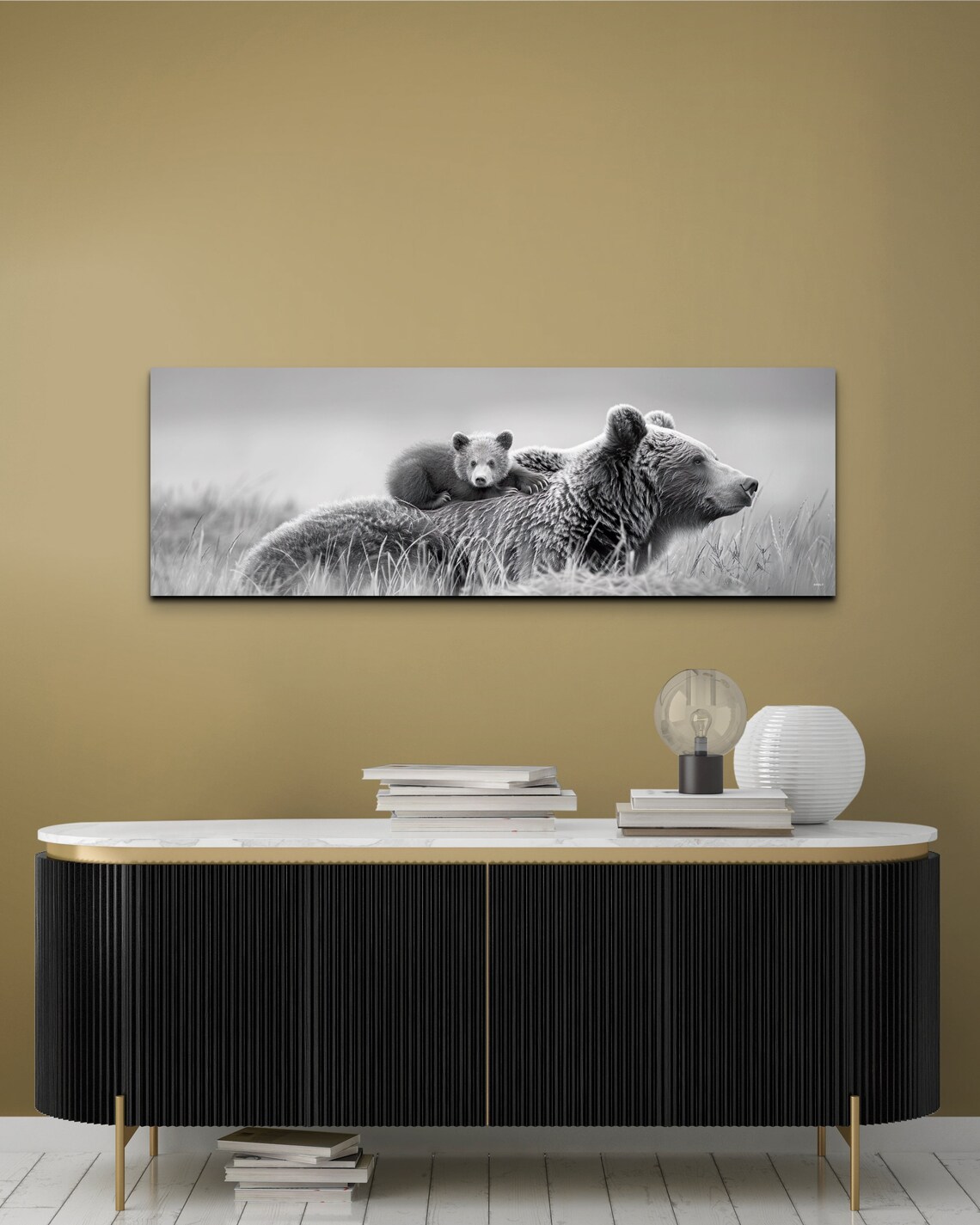 Mamma Bear Cub, Panoramic Wall Art Print - Image 4