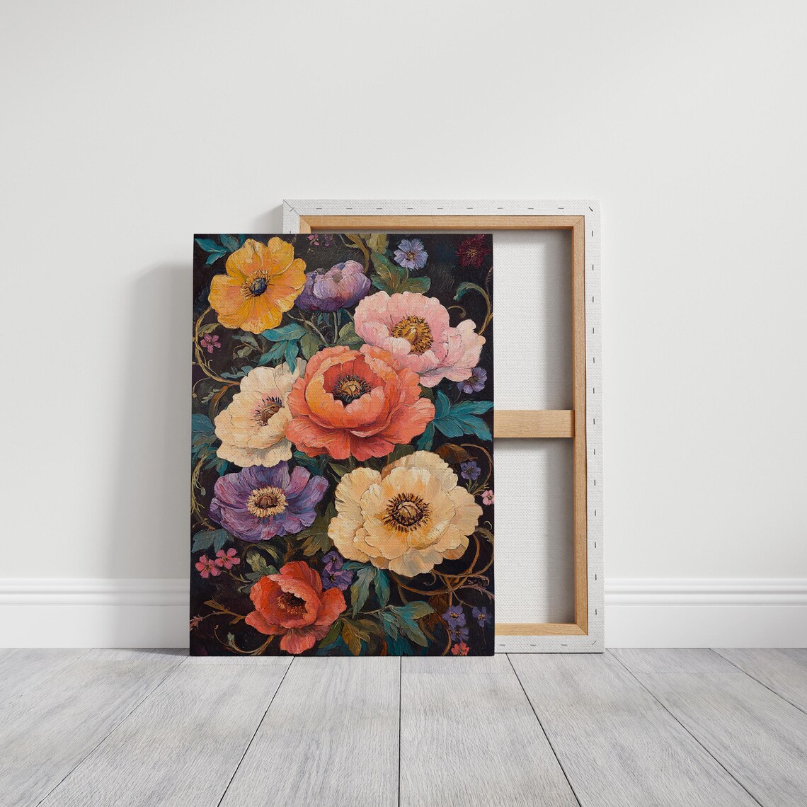 Vibrant Floral Bouquet Textured Oil Painting Bold Blooms Poster - Image 5