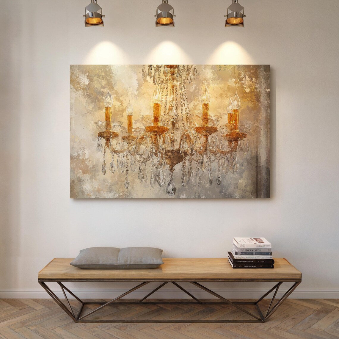Golden Crystal Chandelier French Country Elegant Wall Poster - Image 5