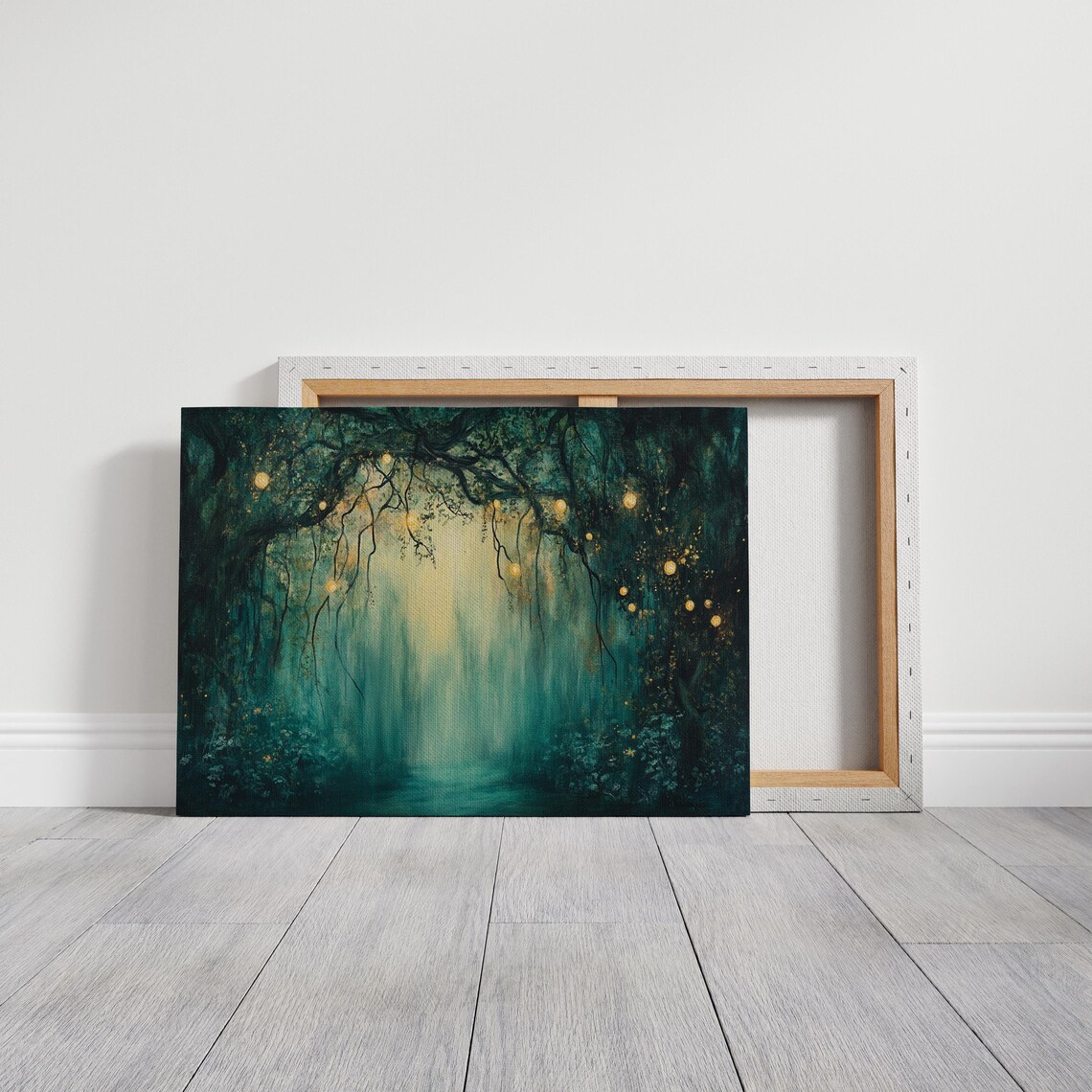 Magical Forest Glow Art Print, Enchanted Woodland Path - Image 3