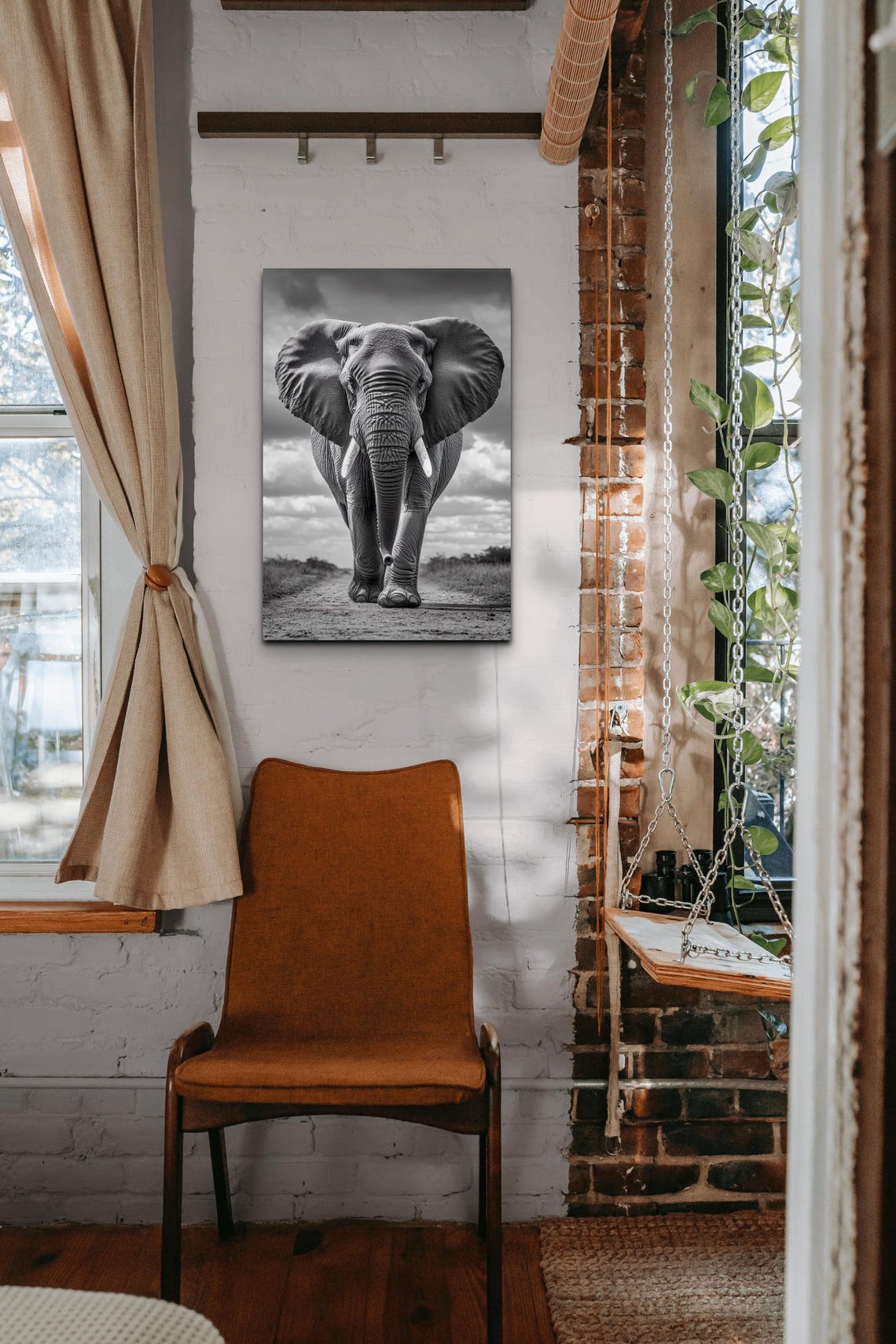 Black And White Elephant Art Print - Image 3