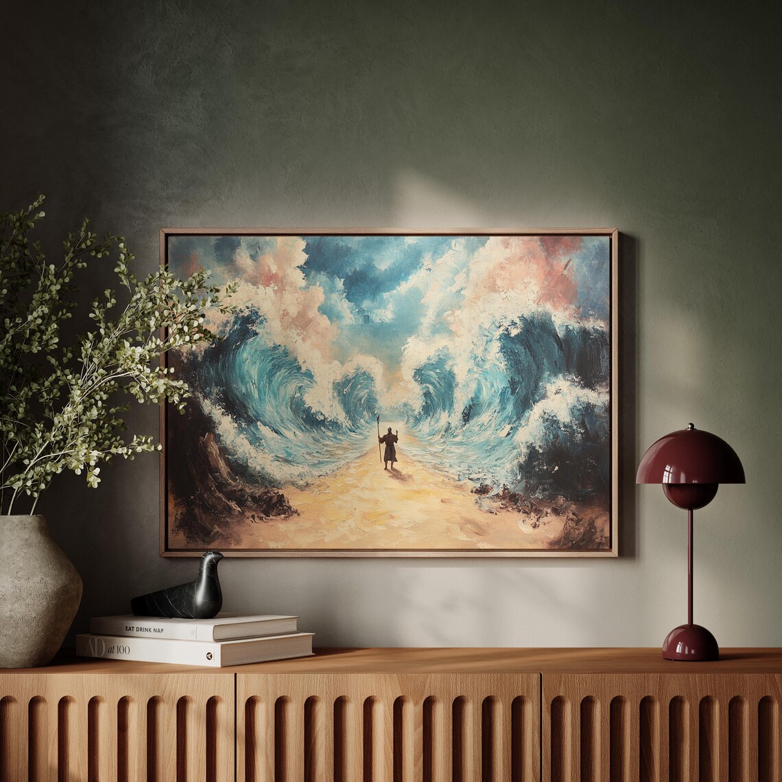 Moses Holding His Staff as the Red Sea Parts Into Waves Poster - Image 3