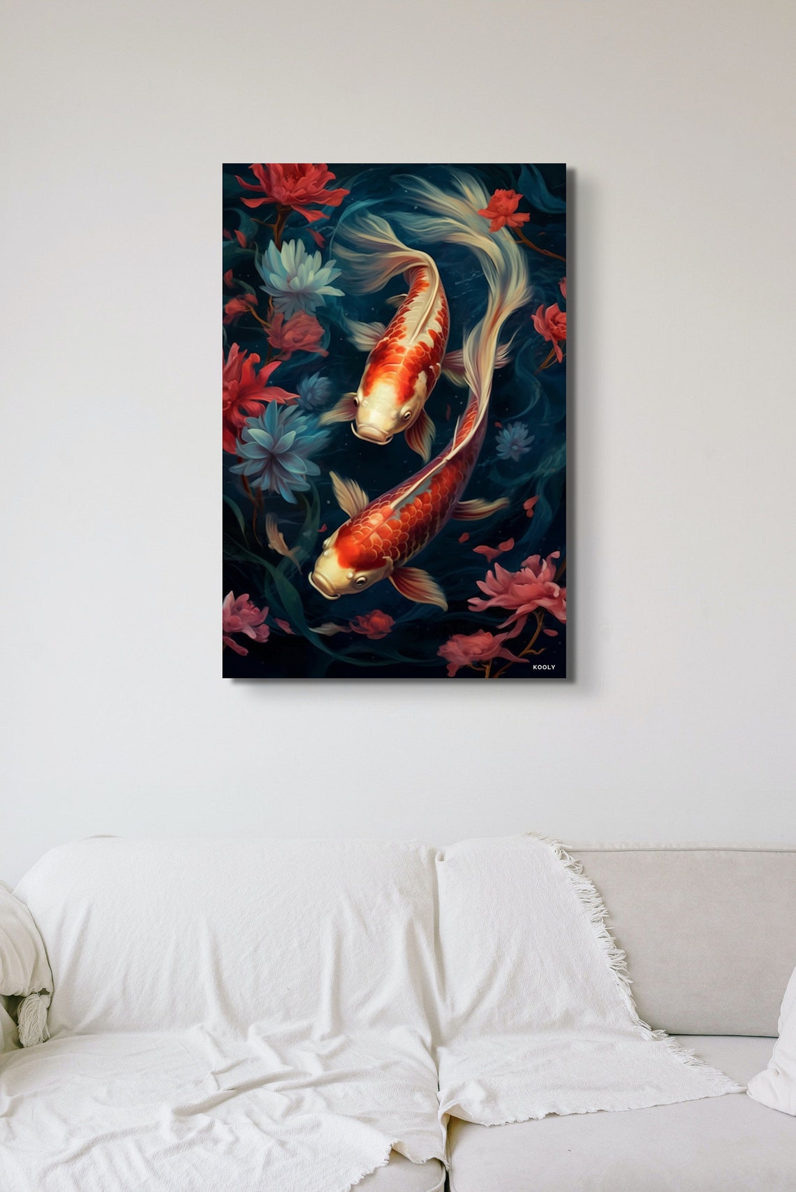 Serene Koi Fish Yin Yang Lotus Flowers Japanese Pond Art Poster - Image 5